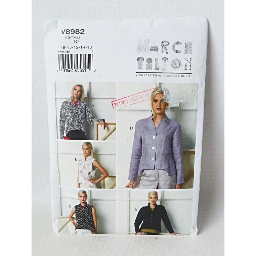 Vogue 8982 Sewing Pattern Vest Jacket Marcy Tilton Uncut Size 8 10 12 14 16
